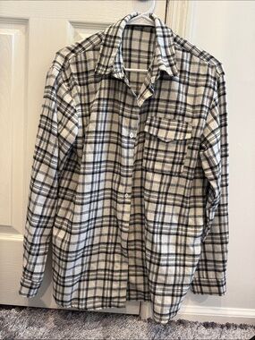 Adika Black and White Plaid Button-Down Shirt. Size xs
